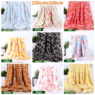 Floral Flower Printed Chiffon Fabric Tulle Dress Skirt Cloth Curtain Material - image 1 of 4