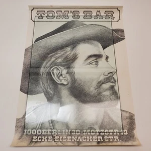 Vintage Original Tom’s Bar Berlin Poster Gay Leather Art Cowboy Bear Motzstr. 19 - Picture 1 of 14