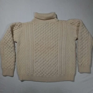 Grober Fischerpullover Damen L Inis Crafts Irland schwerer Woll-Rollkragen - Bild 1 von 6