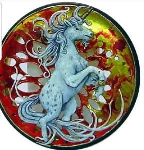 Einhorn rund Stein Garten Felsen Plakette unbemalt Biskuit  - Bild 1 von 3