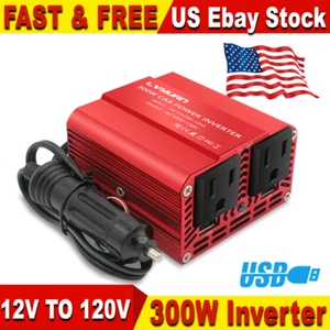 Car 300W Power Inverter DC 12V to AC 110V 120V Adapter Converter Charger Outlet - Picture 1 of 10