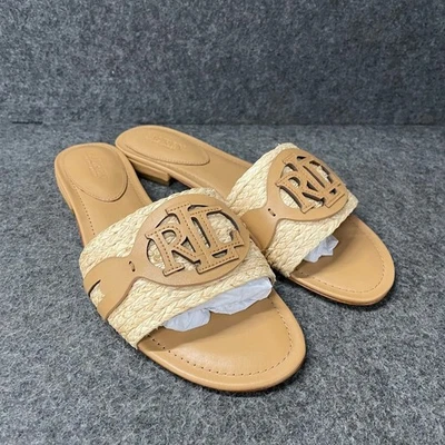 Sandalias para mujer LAUREN RALPH LAUREN Alegra de cuero de rafia 9,5 B Foto 1 de 4