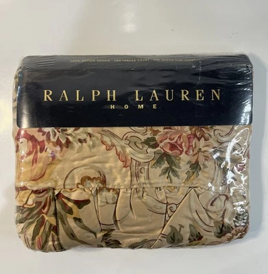 Vtg Ralph Lauren Guinevere Multi Cotton Sateen Ruffled Flat Sheet- Queen 280 TC - Image 1 of 4