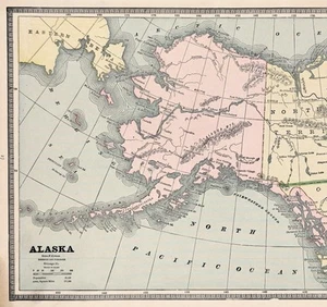 1885 MAP ALASKA - Original (12x9) GEORGE CRAM - Townships Bering Sea Arctic - Picture 1 of 4