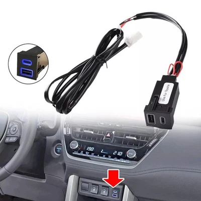 Dual USB C Ports 12V Car Charger Noticeable Car Charger For TOYOTA For RAV4 - Image 1 of 4