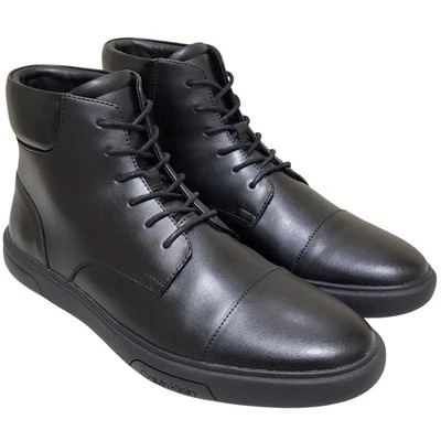 Calvin Klein Men Glennon Soft Action High Top Sneakers Size US 9M Black Leather - Image 1 of 4