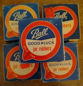 Vintage Ball Regular Jar Rubbers Split Tab 5 Boxes 60 Count Total NOS USA - Picture 1 of 5