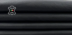 BLACK PEBBLE GRAINY Soft Italian Lambskin Leather hides skins 6+sqf 0.7mm #C6036 - Picture 1 of 7