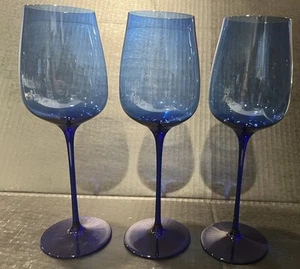 Rare Spiegelau Cobalt Blue Water Wine Glasses Set of 3 - European-Made Crystal - Picture 1 of 8