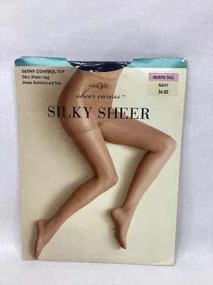East 5th Pantimedias Transparentes Sedosas Control Satinado Top Talla Queen Color Alto AZUL MARINO NUEVO EN PAQUETE Foto 1 de 4
