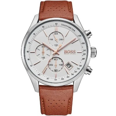Hugo Boss - HB 1513475 Grant Prix 44 mm - Correa perforada de cuero tostado Foto 1 de 4