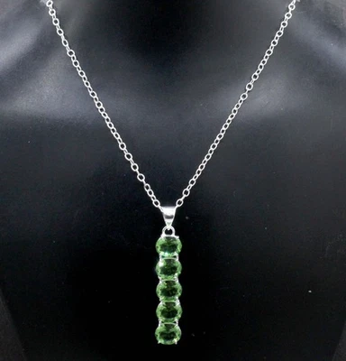 Green Amethyst Gemstone 925 Sterling Silver Jewelry Necklace Pendant Sz-18" - Image 1 of 4