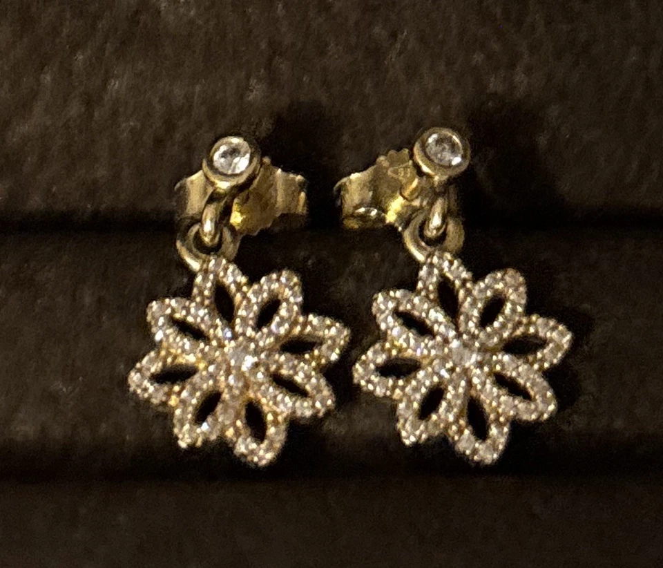 PANDORA подлинный 14K золото эля 585 кружева Botanique подвеской серьги - Изображение 1 из 4