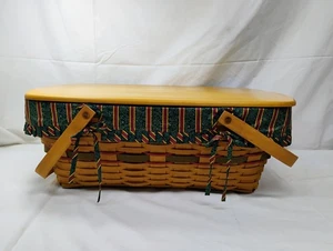 Longaberger 1996 großer Picknickkorb mit Weihnachtseinsatz & Schutz & Schublade - Bild 1 von 19
