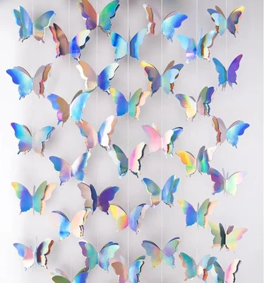 3D бабочка гирлянда - радужный набор из 3 около 15 футов всего - Изображение 1 из 4