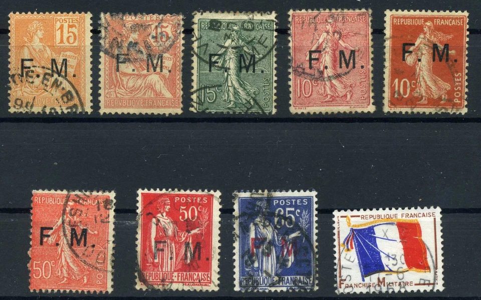 B010/ FRANCE / MILITARY STAMPS – Y&T # FM1 / FM8 - FM13 USED - Image 1 of 1
