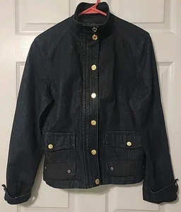 Giacca denim lavaggio scuro Ralph Lauren nuova senza etichette stile militare oro bottoni a pressione - Foto 1 di 12