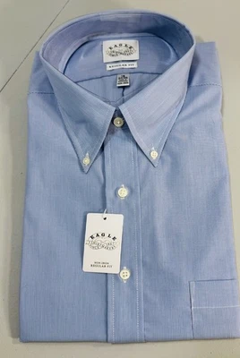 Camisa de vestir Eagle Shirtmakers para hombre talla 18 34/35 azul cristal 100 % algodón nueva con etiquetas Foto 1 de 3