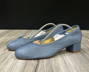 Ballerette Roma Aventino Ballet Flats Light Blue Leather Size 11 IT41 New - Picture 1 of 11