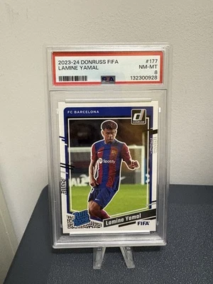 2023-24 帕尼尼·唐鲁斯国际足联评级新秀 Lamine Yamal PSA 8 #177 RC 数量 — 第 1/2 张图片