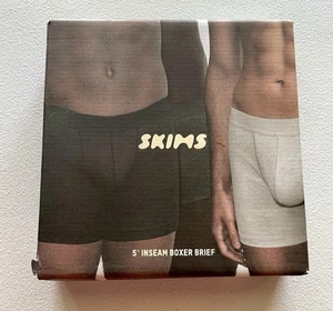 Skims Cotton 3 Pack 5" Boxer Brief in Onyx, Size Large - Picture 1 of 5