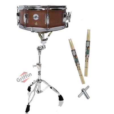 Snare Drum Package Set by GRIFFIN - Snare Stand, Maple Wood Drum Sticks Drum Key - Image 1 of 4