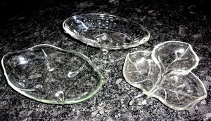 CLEAR GLASS - SNACK SERVING BOWLS - EURO- SWEDISH - MODERN - ART GLASS SET - Picture 1 of 5