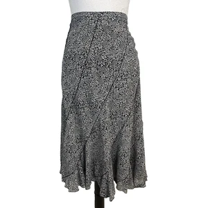 Liz Claiborne Skirt Plus sz 20W Black Tan Floral Sheer Midi A Line Career Casual - Picture 1 of 10
