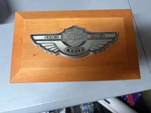 2003 HALLMARK Harley Davidson 100th Anniversary Wood Jewelry Box Vintage Trinket - Picture 1 of 4