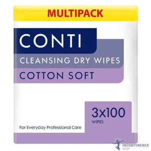 3x Conti Cotton Soft Patient Cleansing Dry Wipes - 30cm x 28cm - Washing Aid - Picture 1 of 2
