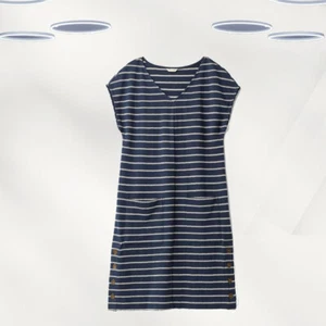 Ex White Stuff Women's Short Sleeve Stripe Jersey Dress in Navy - Picture 1 of 2