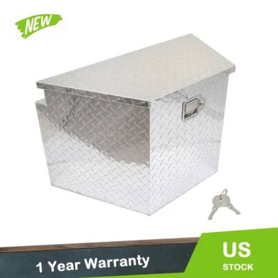 29英寸银色铝制工具箱拖车舌头盒露营车储物带锁和钥匙 — 第 1/4 张图片