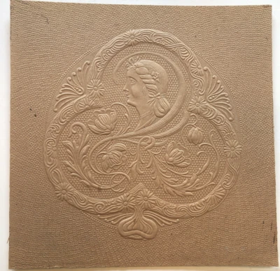 Vintage Art Nouveau Woman Embossed Fiber Board Chair Seat Replacement Fiberboard - Image 1 of 4