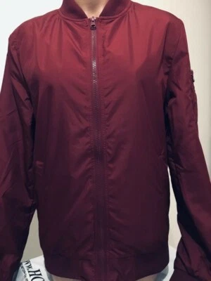 Jacke  Bomberjacke Fliegerjacke Gr S Burgund Reißverschluss Übergangsjack Unisex - Bild 1 von 4