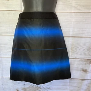MARC by Marc Jacobs SILK blend Lida Striped Skirt Blue Aster Black Size 2 G1 - Picture 1 of 8