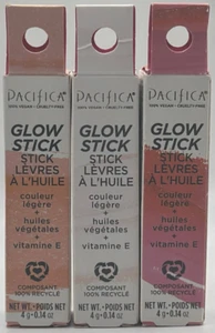 3PK Pacifica Glow Stick Lip Oil ~ PALE SUNSET ROSY GLOW PINK SHEER ~ FAST SHIP - Picture 1 of 2