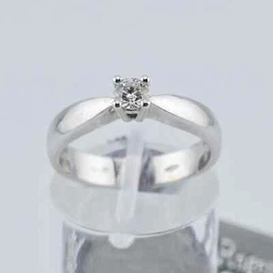 ANELLO SOLITARIO CON DIAMANTE KT 0,21 ORO BIANCO 18KT, NUOVO - Imagen 1 de 5