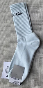 New with Tags Authentic Balenciaga Logo Tennis Socks Light Blue Large - Picture 1 of 4