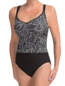 Nuevo con etiquetas Precio de venta sugerido por el fabricante $150 Milagrosuit Bethany Una Pieza, Clase de Geometría, Negro/Blanco, 14 16 - Imagen 1 de 2