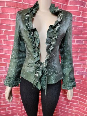 Múltiples, Verde Volantes Talla S? Elegante chaqueta para mujer elegante cintura atada #C2 Foto 1 de 4