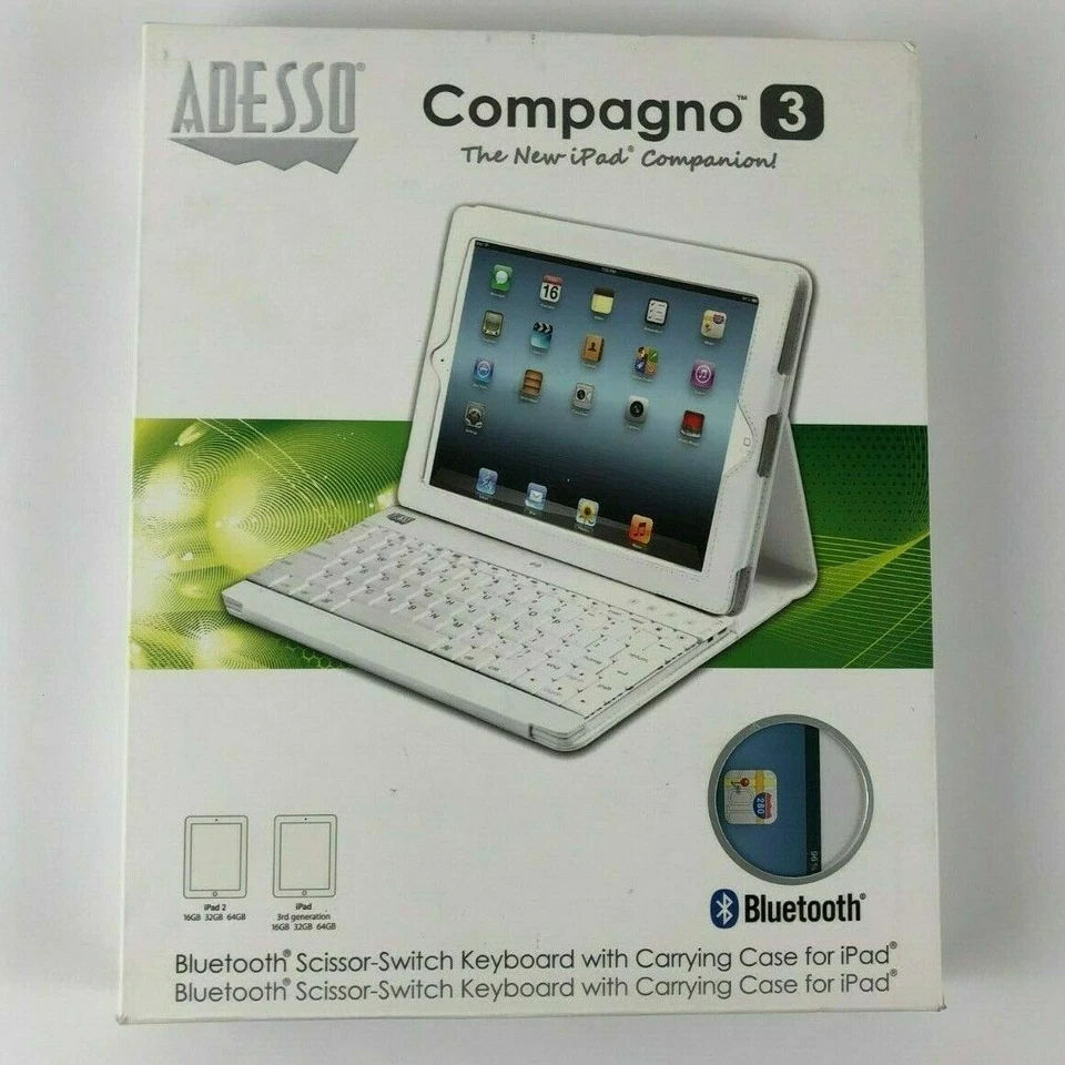 Adesso Compagno 3 Bluetooth Scissor-Switch Keyboard with Carrying Case for iPad - Image 1 of 4
