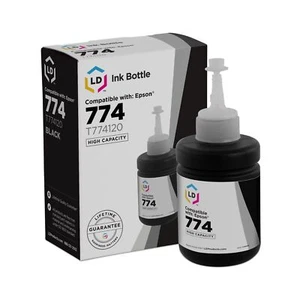 Bottiglia di inchiostro nero ad alta capacità compatibile LD per Epson 774 (T774120) - Foto 1 di 7