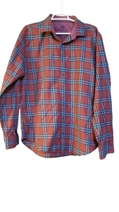 Bugatchi Uomo Dress Shirt Shaped Fit Flip Cuff Plaid Button Up Mens Size XL - Picture 1 of 17