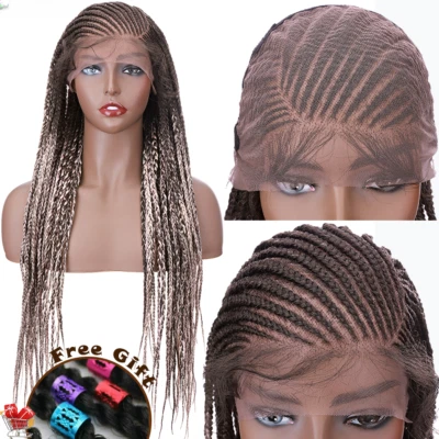 Synthetic 29'' Braids Wig Lace Front Wig Braided With Baby Hair Lace Frontal Wig - Image 1 of 4