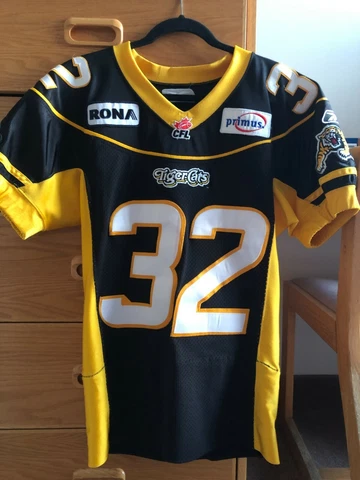 Reebok Hamilton Tiger-Cats Chris Rwabukamba Game-Used Jersey, Size Small Cover