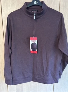 Kirkland Signature Men's 1/4 Zip Pullover Medium Burgundy - Picture 1 of 11