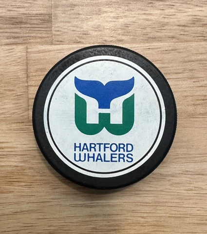 HARTFORD WHALERS Vintage Official Game Puck Trench JA Ziegler General Tire Slug Cover