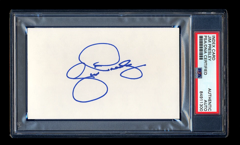 JIM PRESLEY SIGNED MINT INDEX CARD PSA/DNA SEATTLE MARINERS 1986 AL ALL STAR - Image 1 of 1