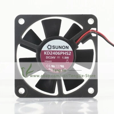 Sunon KD2406PHS2 DC24V 0.054A 1.3W 6015 6cm 2-Wire Axial Original Cooling Fan - Image 1 of 4