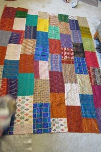 VTG HANDMADE HIPPIE BOHO RETRO THROW/LAP BLANKET 50/70" - Picture 1 of 5